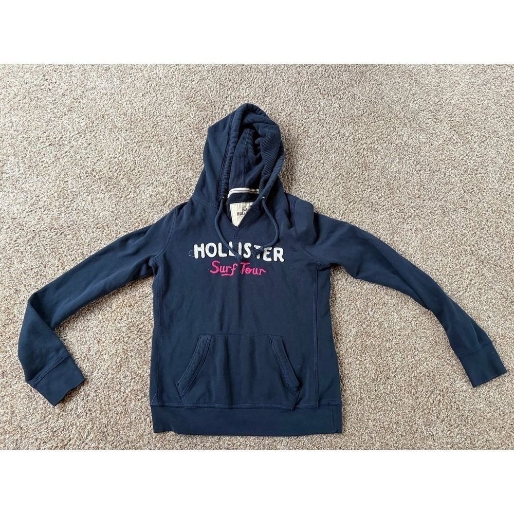 Y2K Hollister California Surf Tour Navy Blue Pullover Hoodie Women Large L